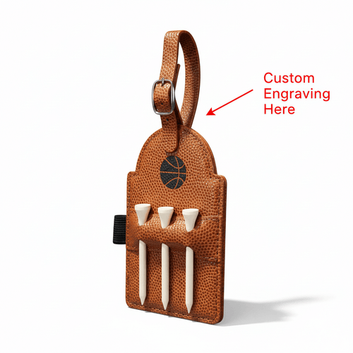 basketball leatherette golf bag tag Premium Laserable Leatherette